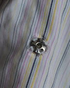 "HERMES" Multi-stripe pattern hand-sewn nuance cotton shirt