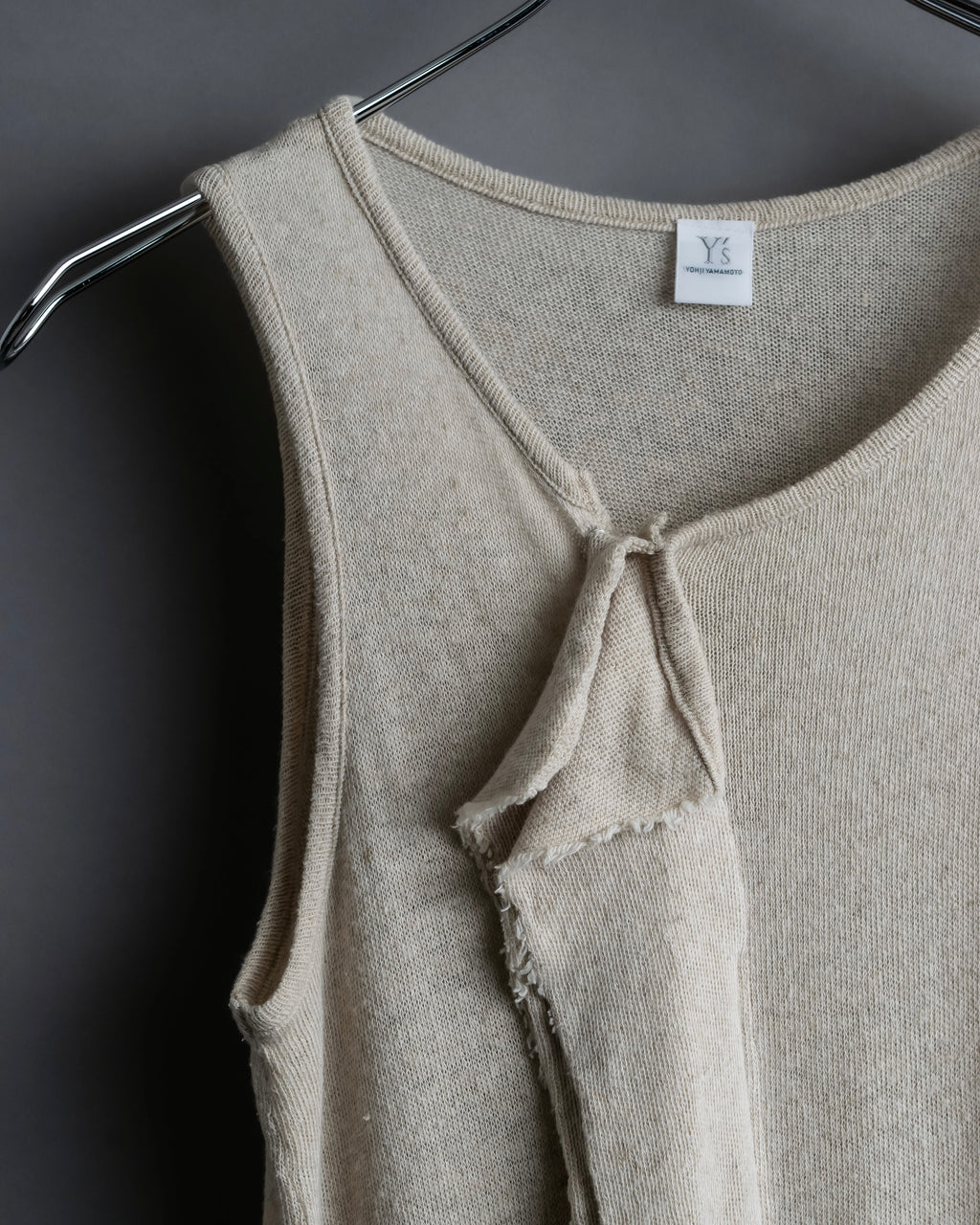 "Y's" Linen cotton mix ruffle design tank top
