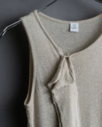 "Y's" Linen cotton mix ruffle design tank top