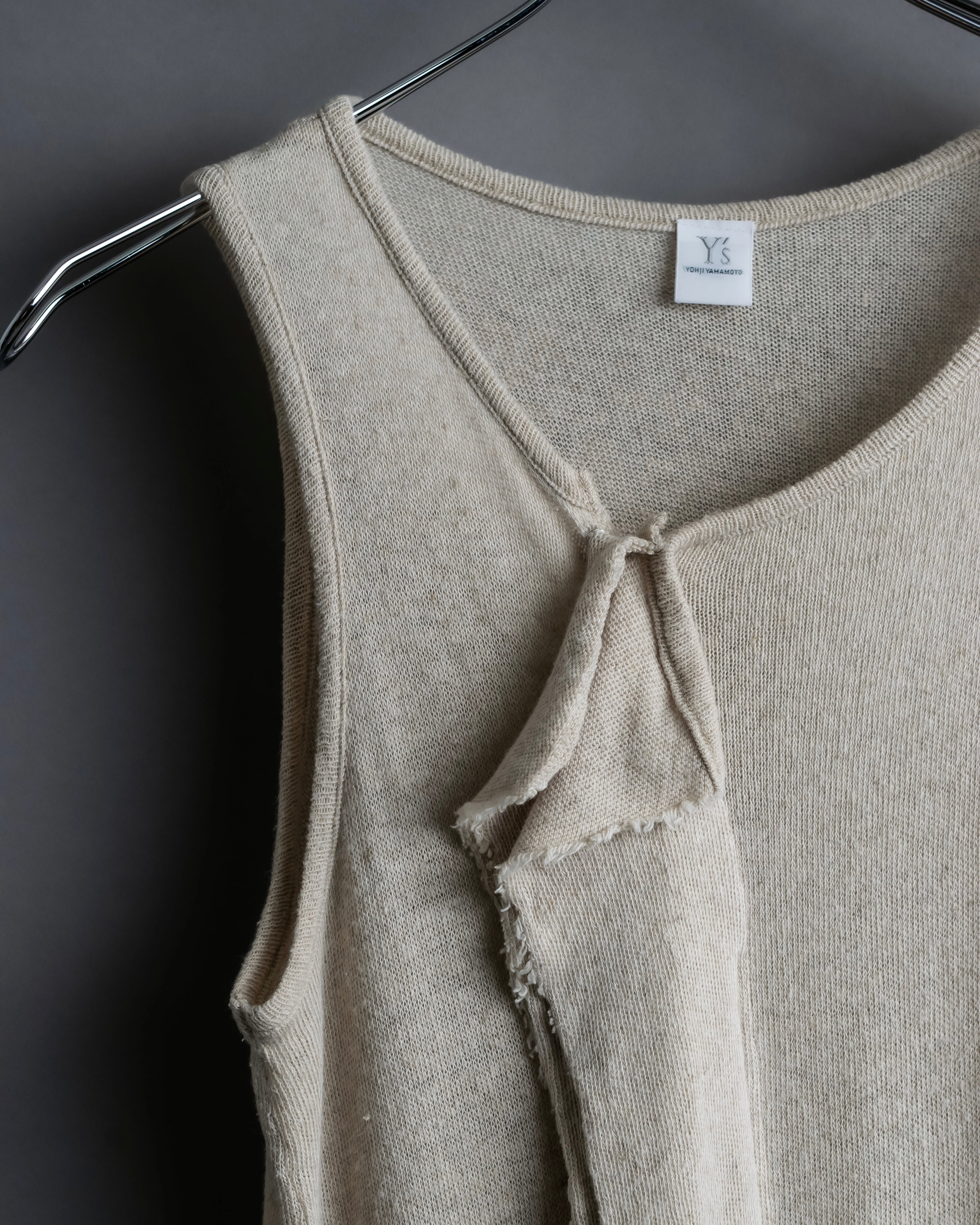 "Y's" Linen cotton mix ruffle design tank top