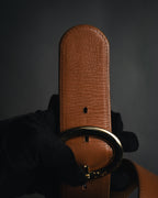 "Christian Dior" 98’s-05’s Wide grained oval logo buckle leather belt