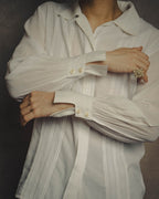 -SPECIAL- “Christian Dior” 90’s-00’s pleated bib dress shirt