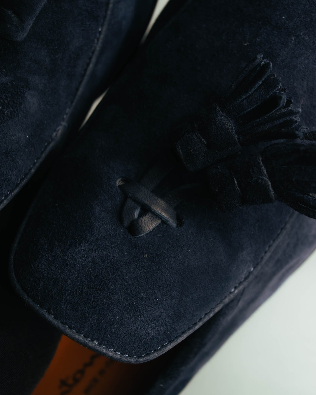 "Santoni" 2010's-2020's Elegant navy suede tassel loafers