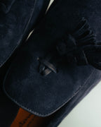 "Santoni" 2010's-2020's Elegant navy suede tassel loafers