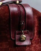"CELINE" Triomphe motif Bordeaux color suede boston bag