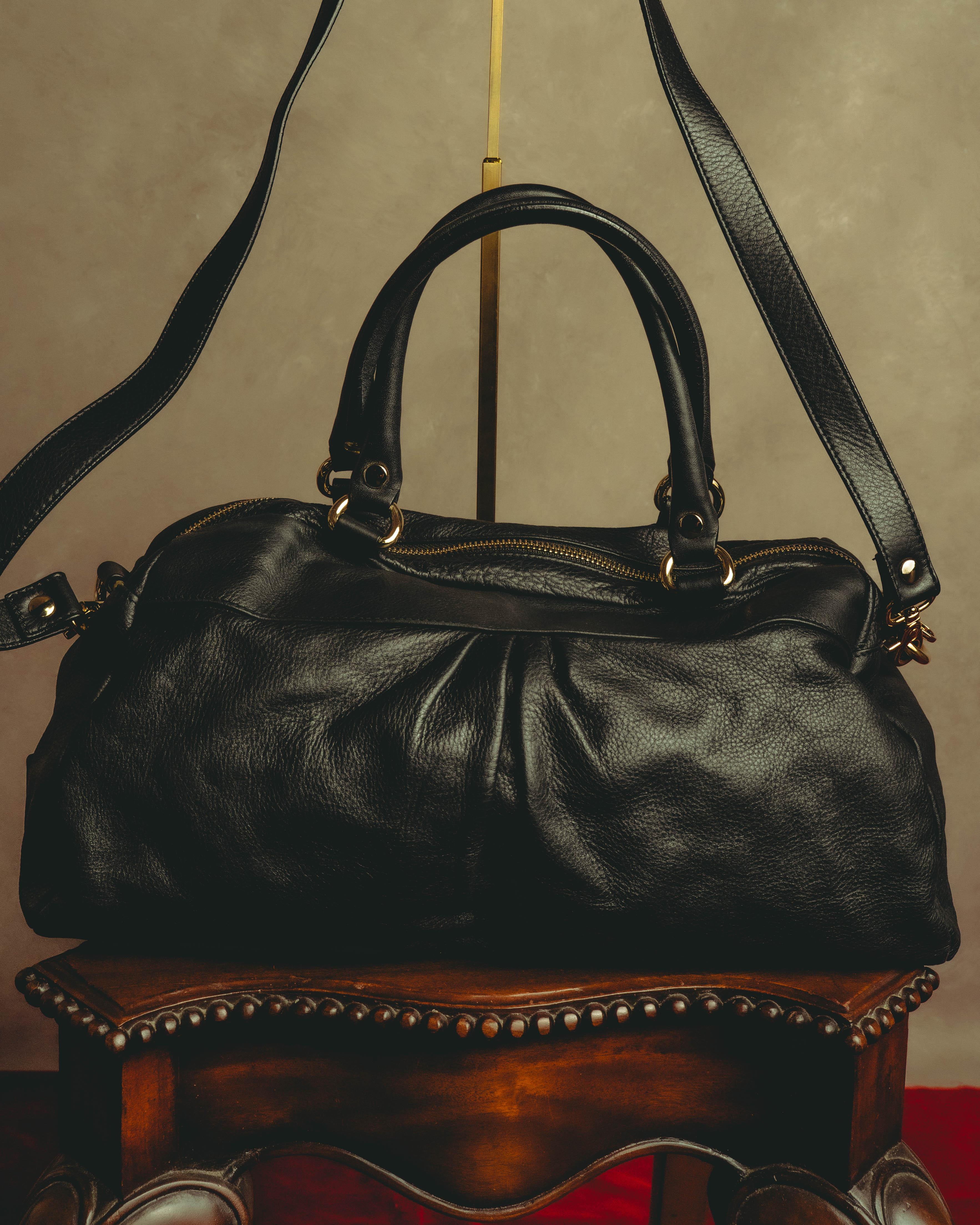 “RED VALENTINO” 2010’s lace bow leather two-way bag