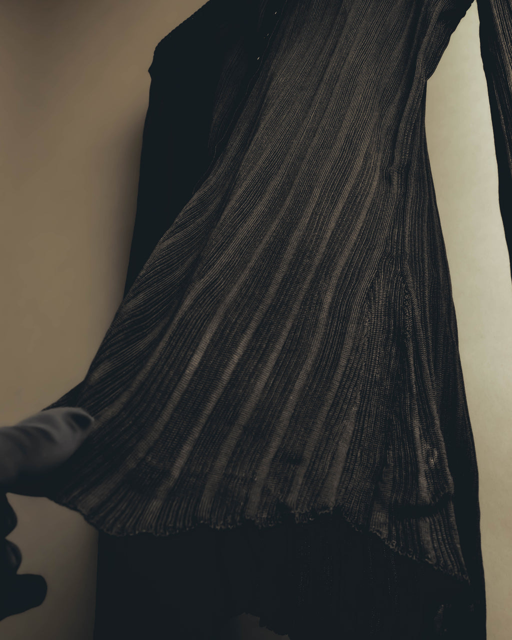 "SAINT LAURENT PARIS" 2020's Sheer ribbed silk blend polo cardigan
