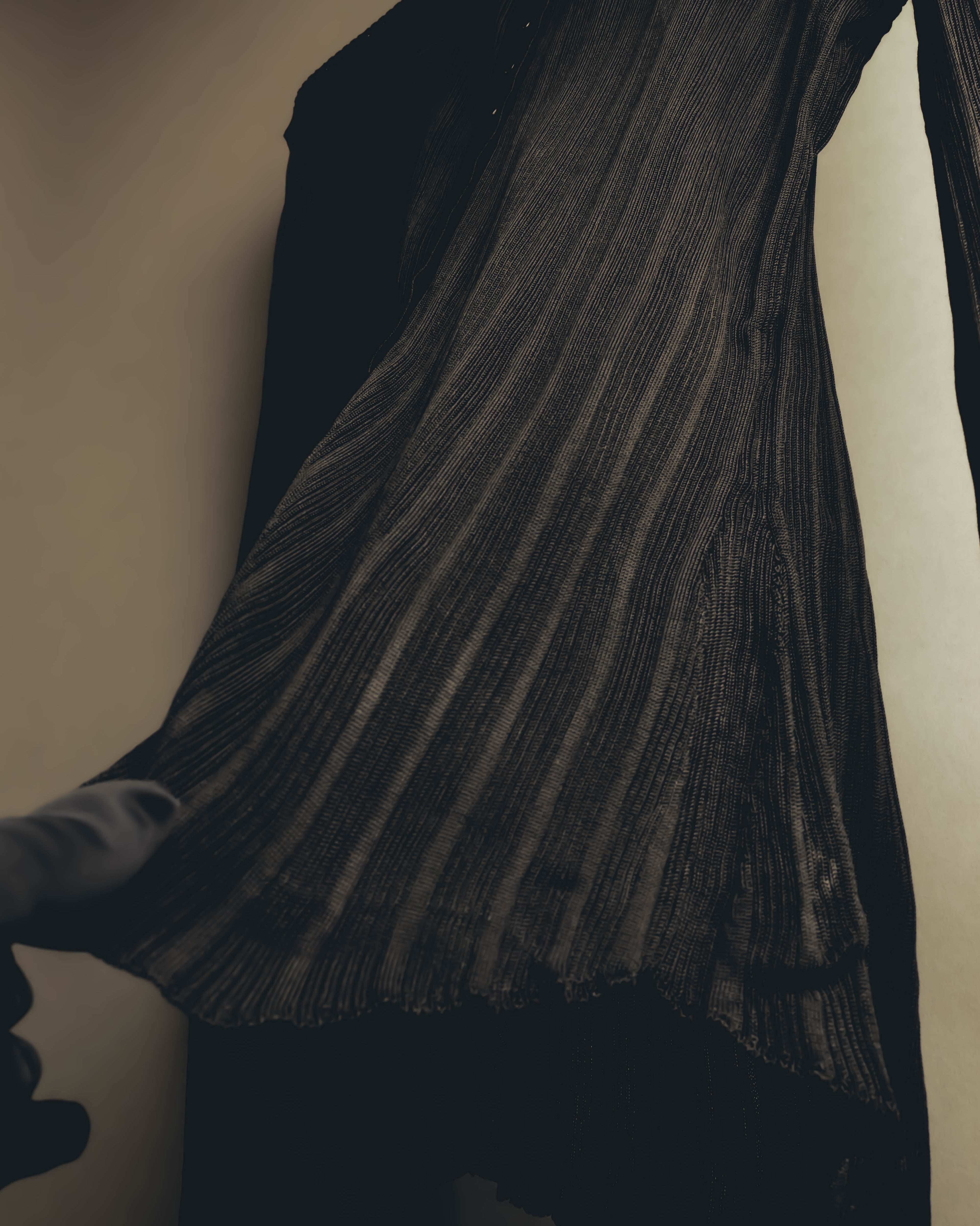"SAINT LAURENT PARIS" 2020's Sheer ribbed silk blend polo cardigan