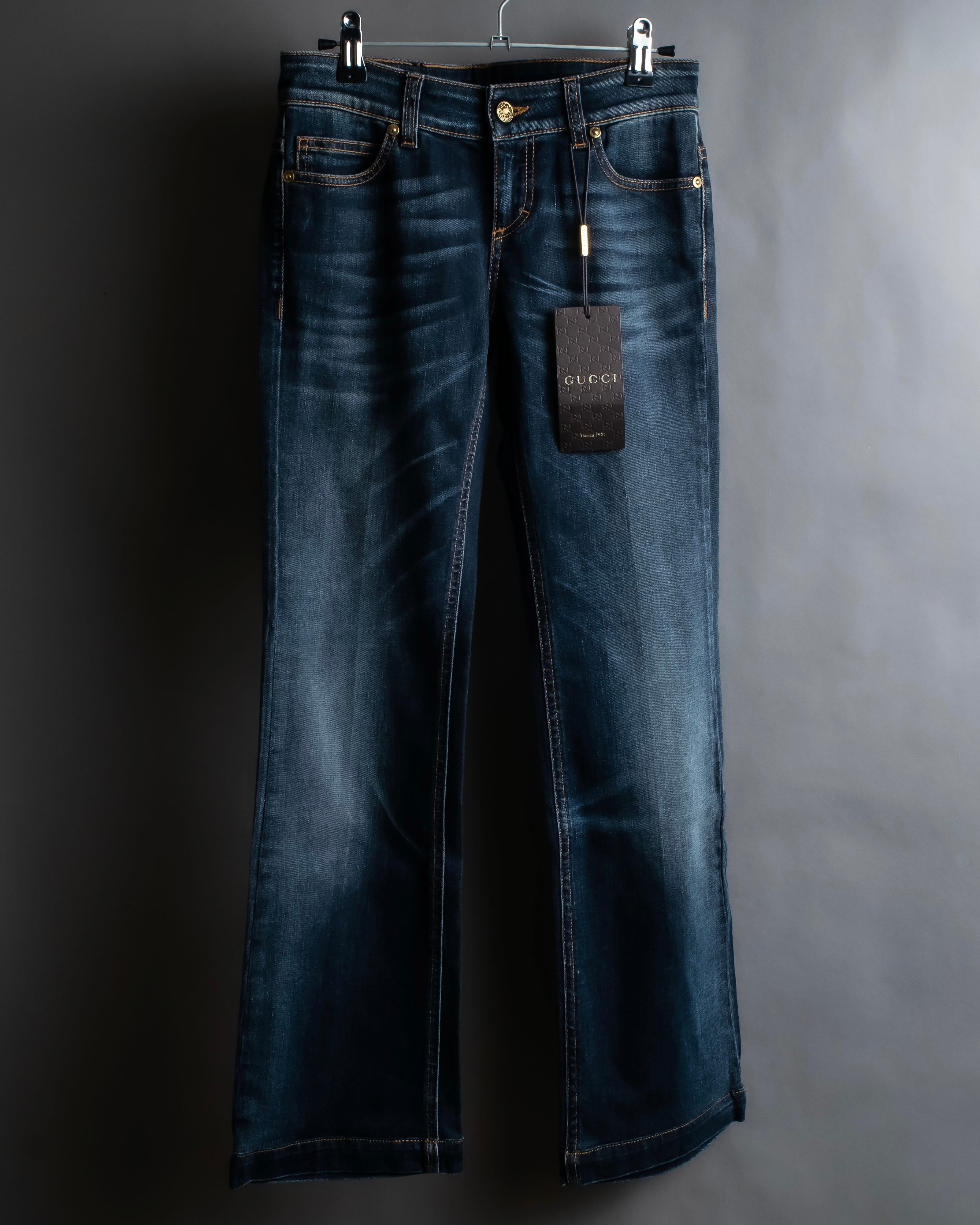 "GUCCI" Washed dragonfly denim pants