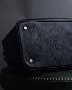 "BURBERRY" Silver stud design grained leather one-handle bag