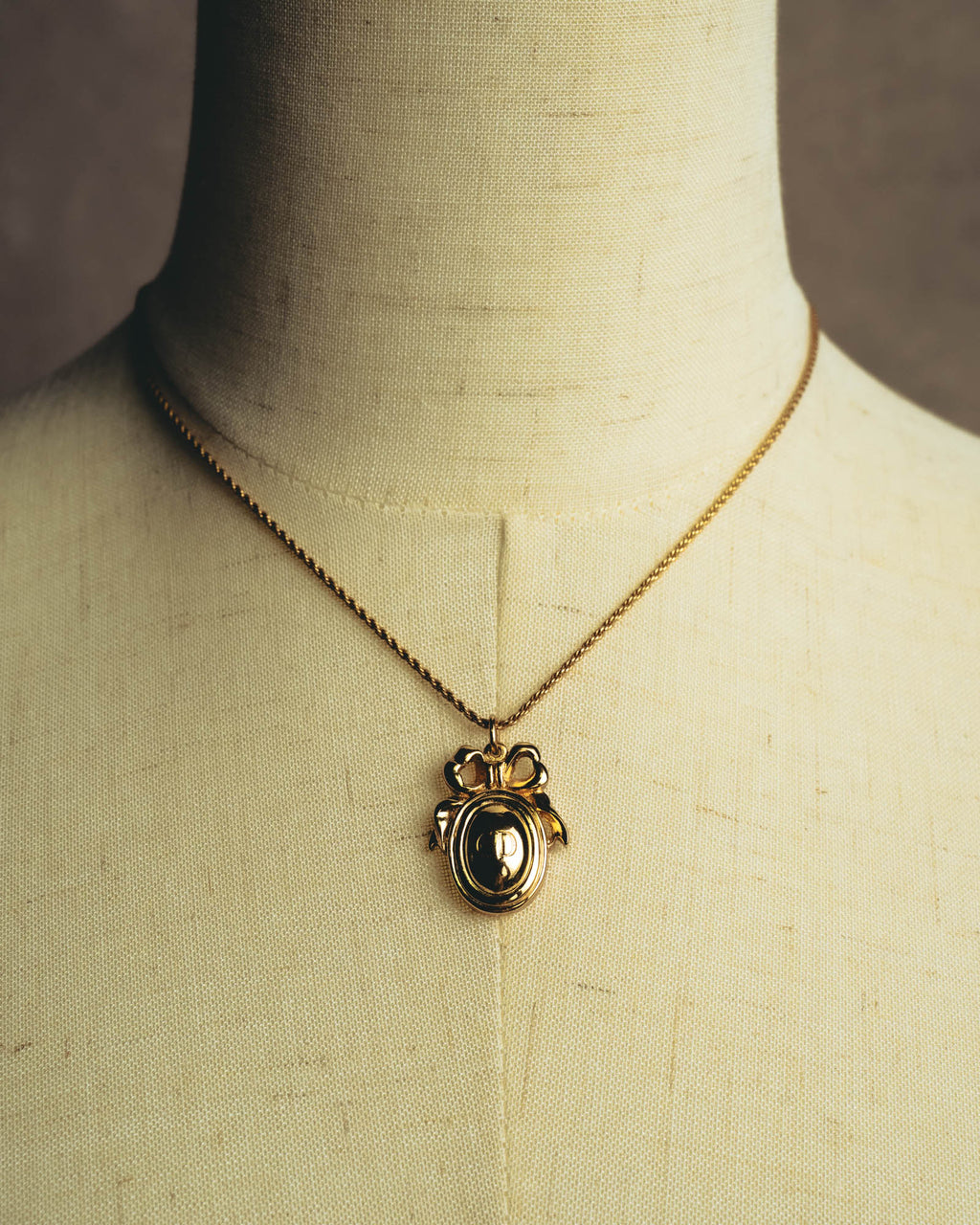 "Christian Dior" 80's-90's Gold monogram pendant necklace