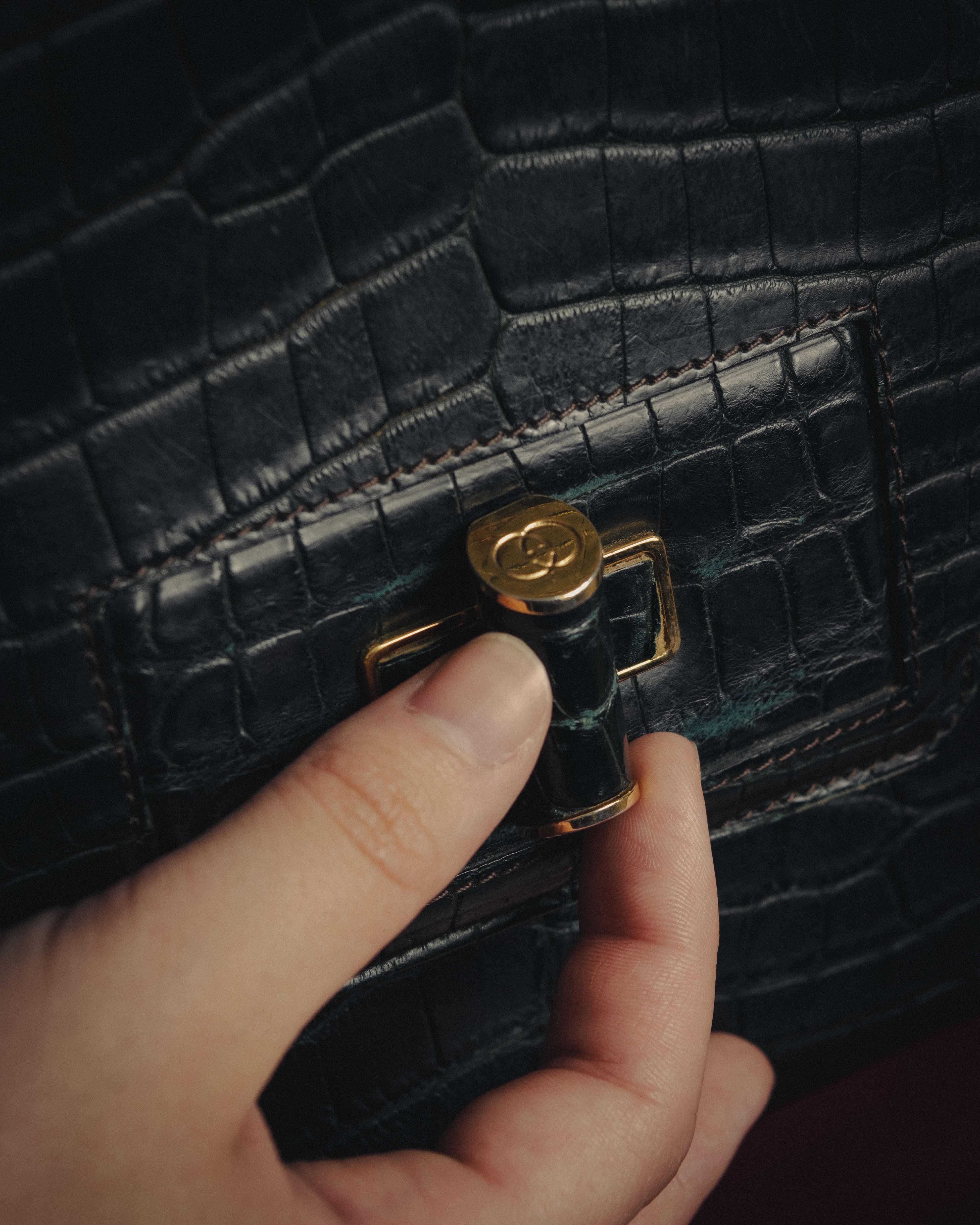 -SPECIAL- “GUCCI“ 70’s Crocodile turn lock handbag