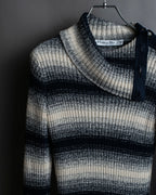 "Christian Dior" Gradient striped irregular neck knit