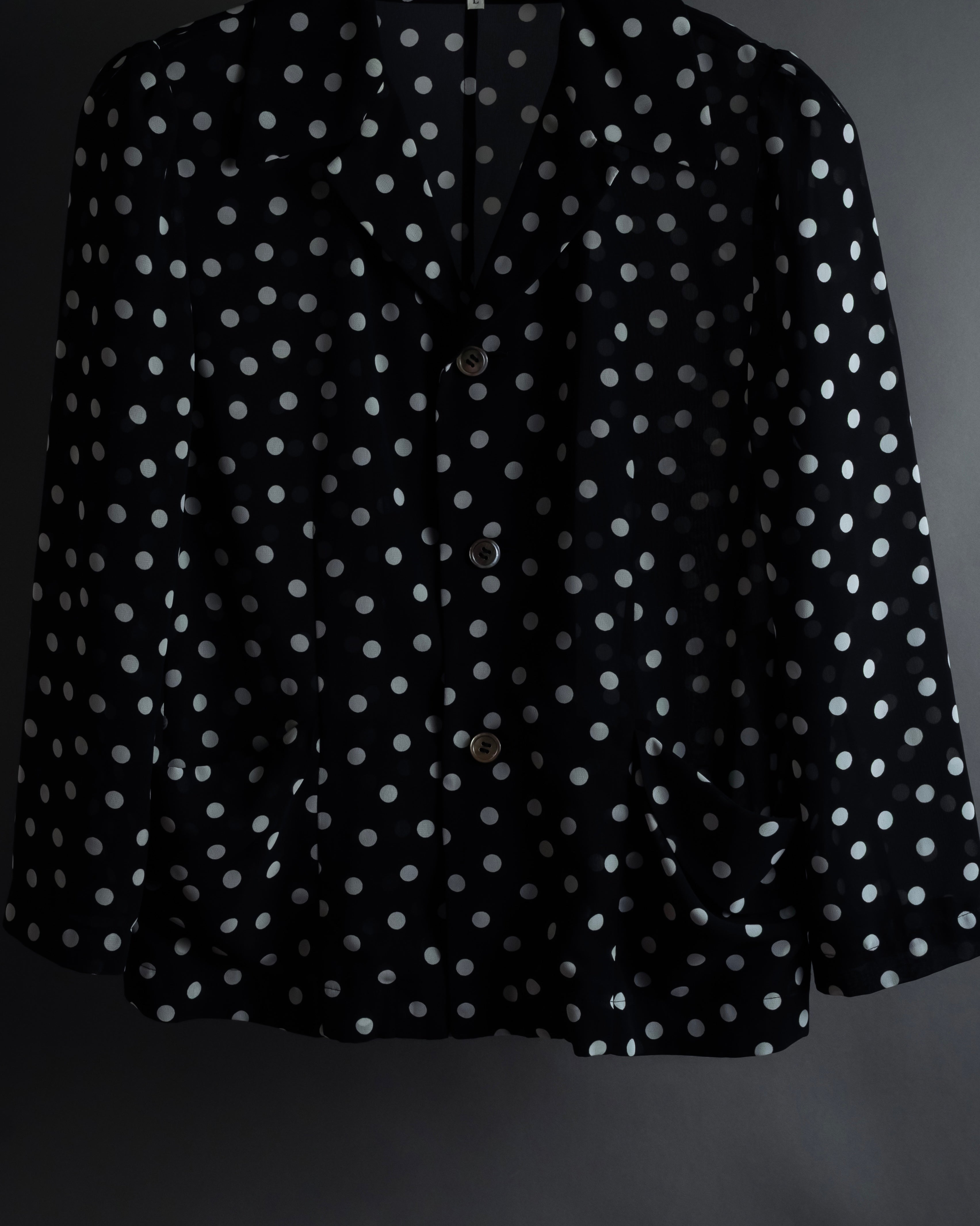 "robe de chambre COMME des GARCONS" 2002SS White dot pattern open collar shirt