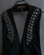 "LOUIS VUITTON" Leather tape cross knit detail vest