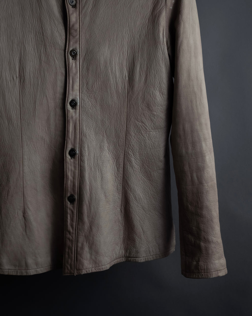 "ISAMU KATAYAMA" Dart-shaped deer leather shirt jacket