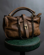 "BURBERRY" Chain design grained full grain leather shoulder bag