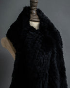 "CHOMBERT" Thick fringe design fur-like long muffler
