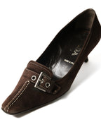 PRADA/ Brown Suede Leather Classic Pumps Heels