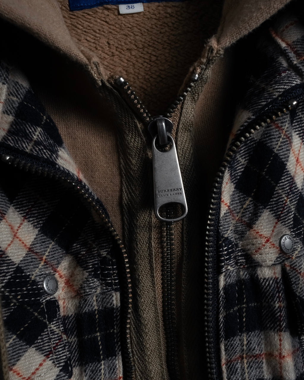 "BURBERRY Blue Label" Layered docking design hooded zip jacket