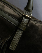 "BURBERRY" Olive green fringe design boston bag