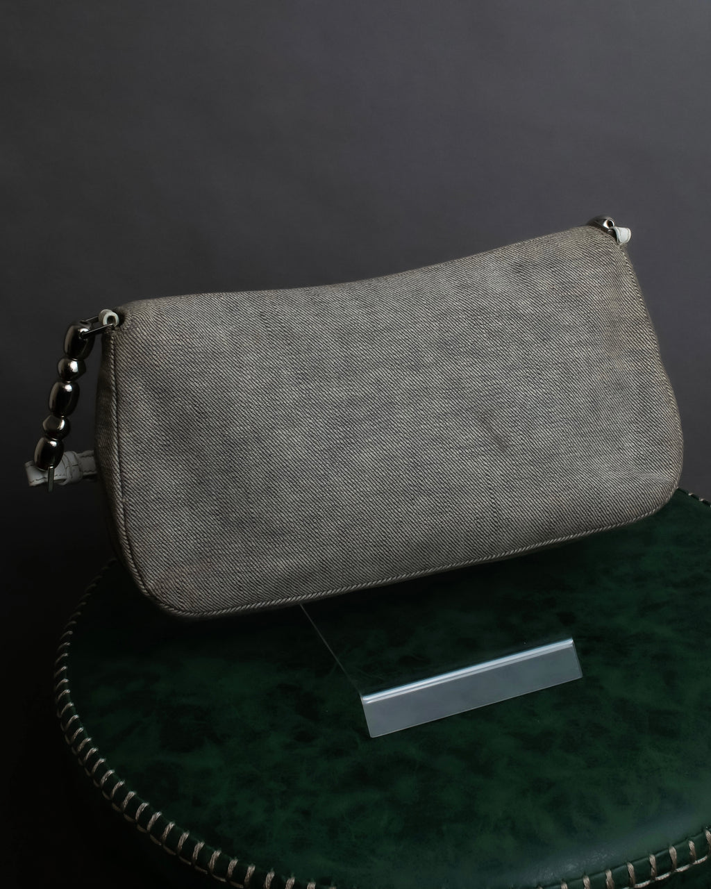 "Christian Dior" Malice Pearl Series greige color canvas shoulder bag