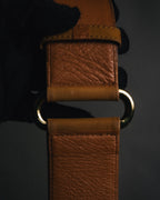 "Christian Dior" 98’s-05’s Wide grained oval logo buckle leather belt