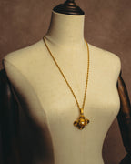 -SPECIAL- "YVES SAINT LAURENT" 80's-90's Baroque pearl textured gold pendant necklace