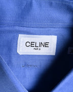 CÉLINE/ Beautiful Colored Logo Embroidered Cotton Shirt Blue
