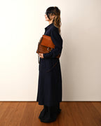 JIL SANDER/ 2015 Shape Designed Wool Shirt Coat Navy
