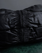 "Christian Dior" CD motif charm design gathered leather hand bag