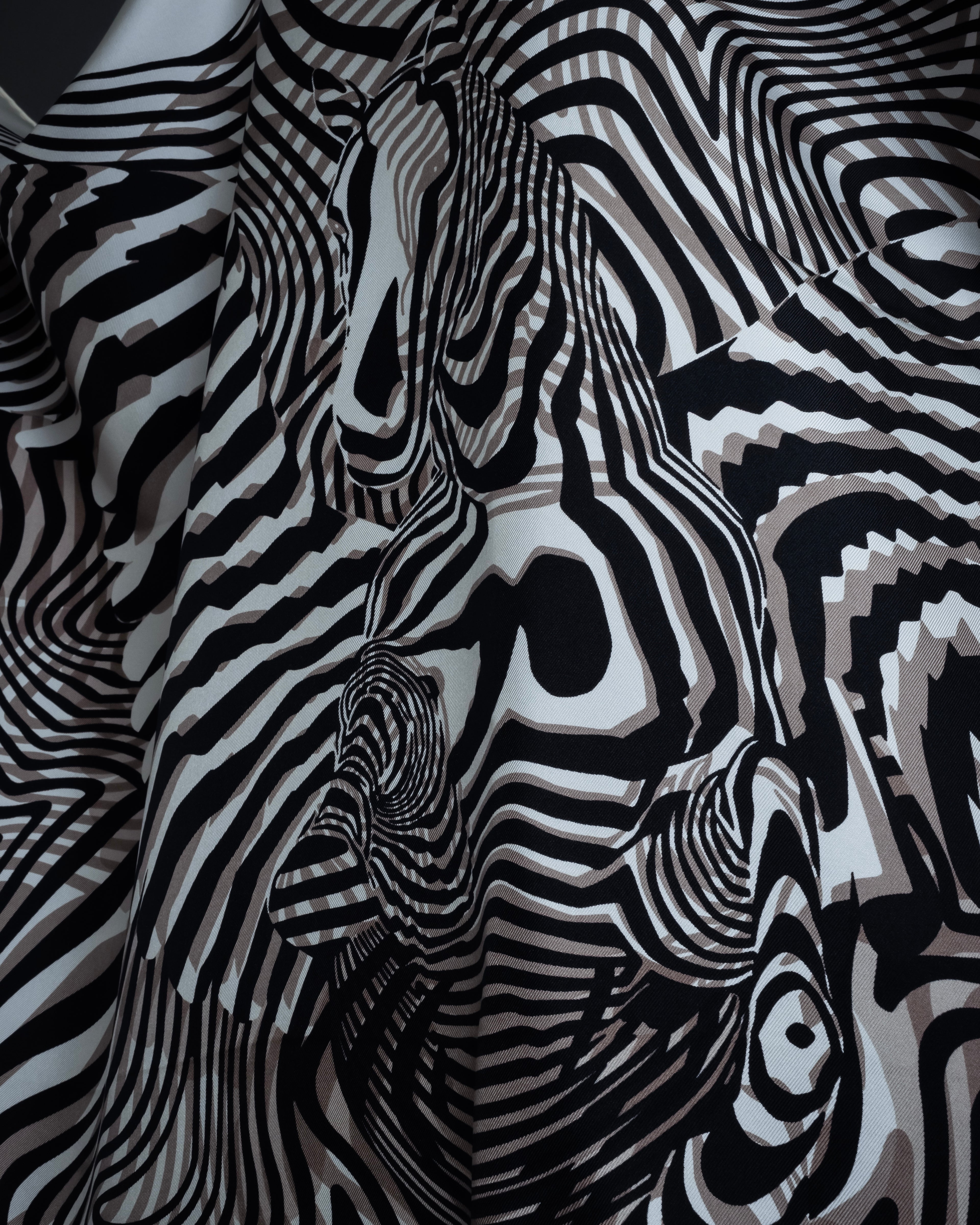 "HERMES" Zebra abstract print Carre 90 silk scarf