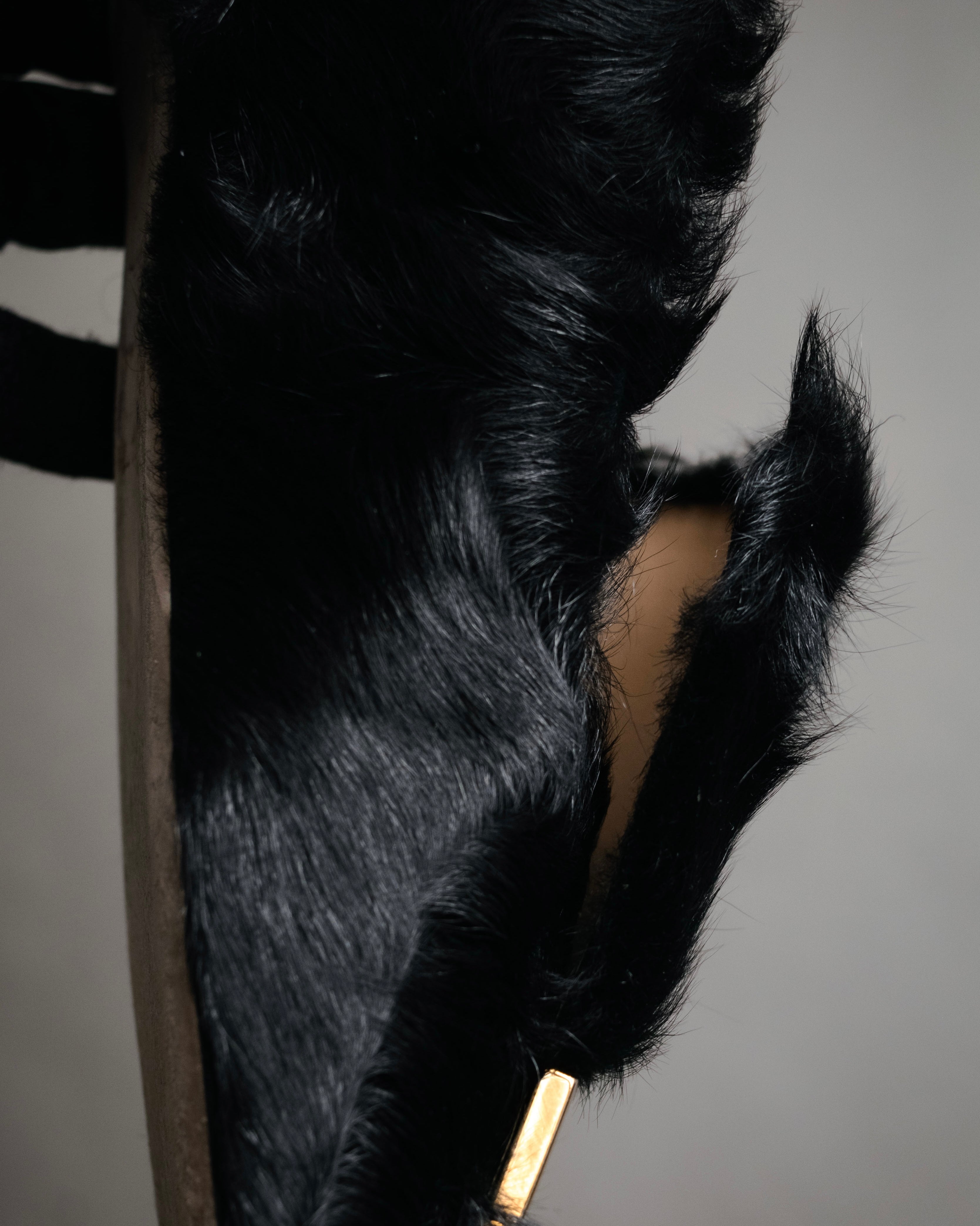 “sergio rossi” 2010’s Fur covered square toe loafers