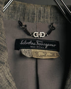 “Salvatore Ferragamo” 90’s-00’s Linen blend tailored jacket