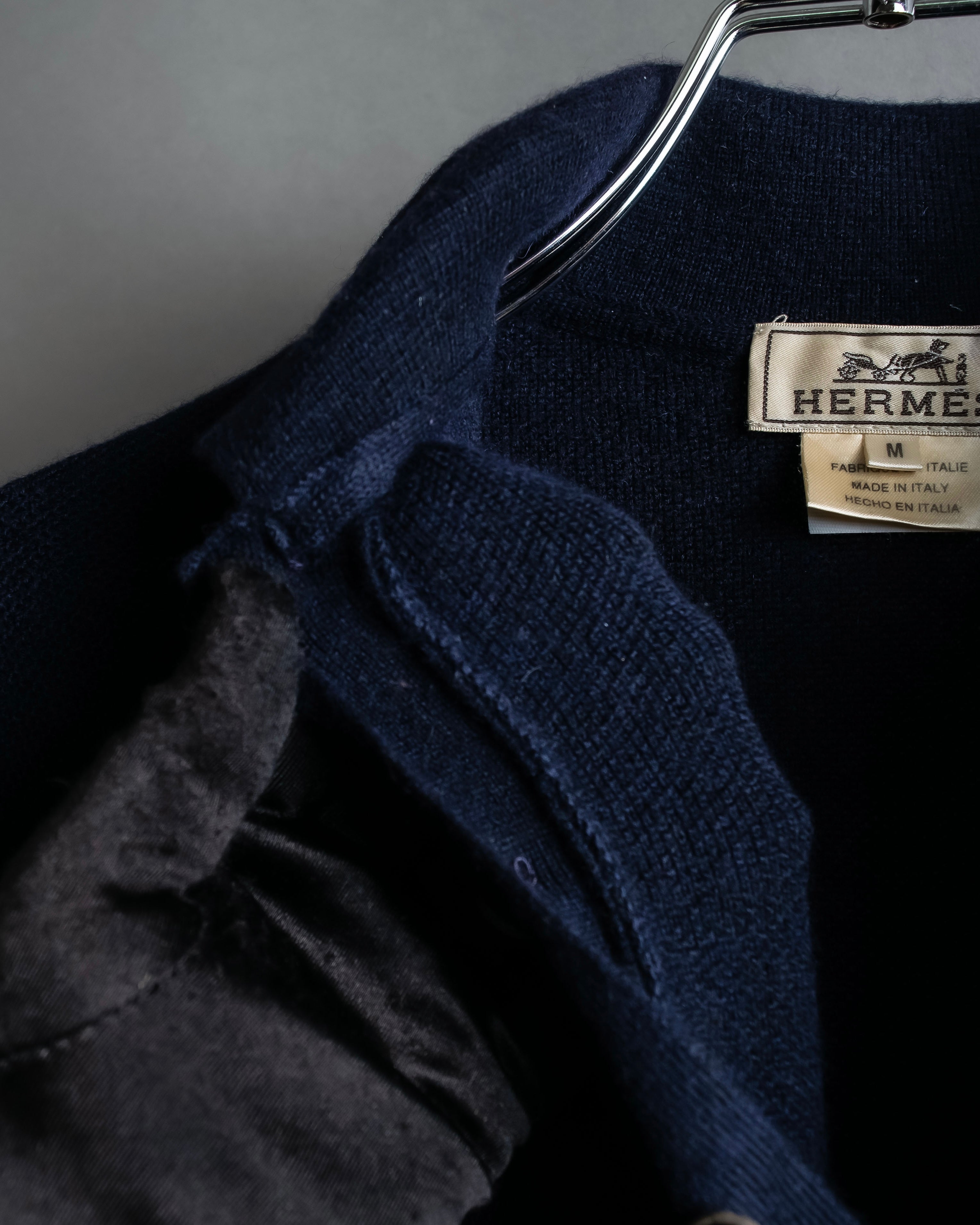 Hermès Camiseta de punto de cachemira azul marino hermosa