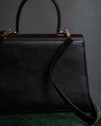 "Salvatore Ferragamo" Structured Gancini 2way dark brown leather bag