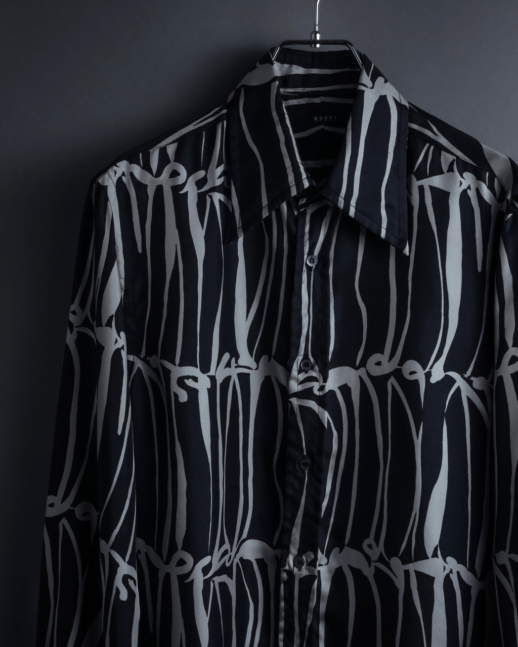 "GUCCI" Handwritten calligraphy pattern silk shirt