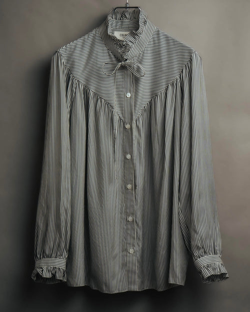 -SPECIAL- “CELINE” 2018’s silk striped ruffle bow blouse