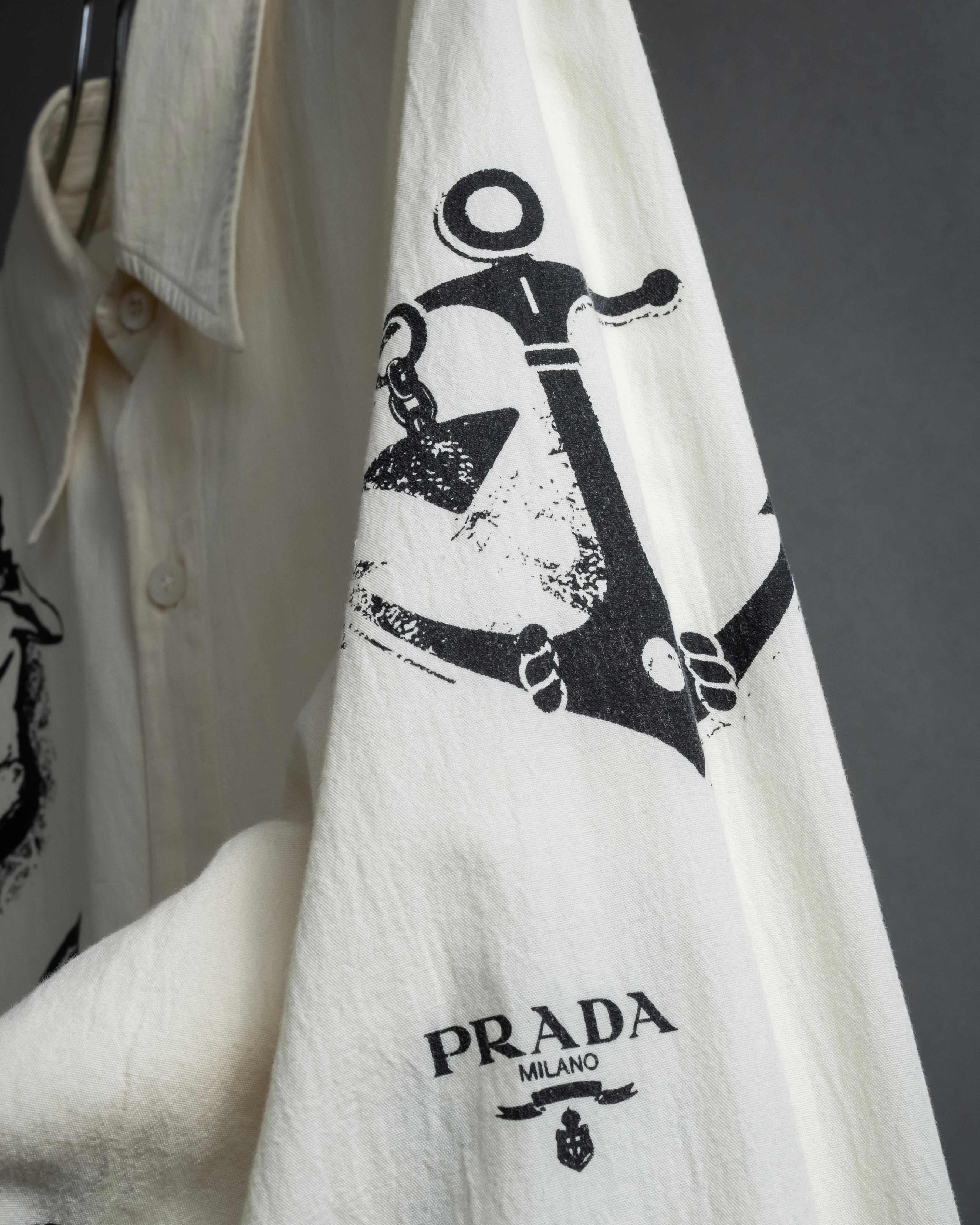 "PRADA" 22SS Sea fable motif print oversized shirt