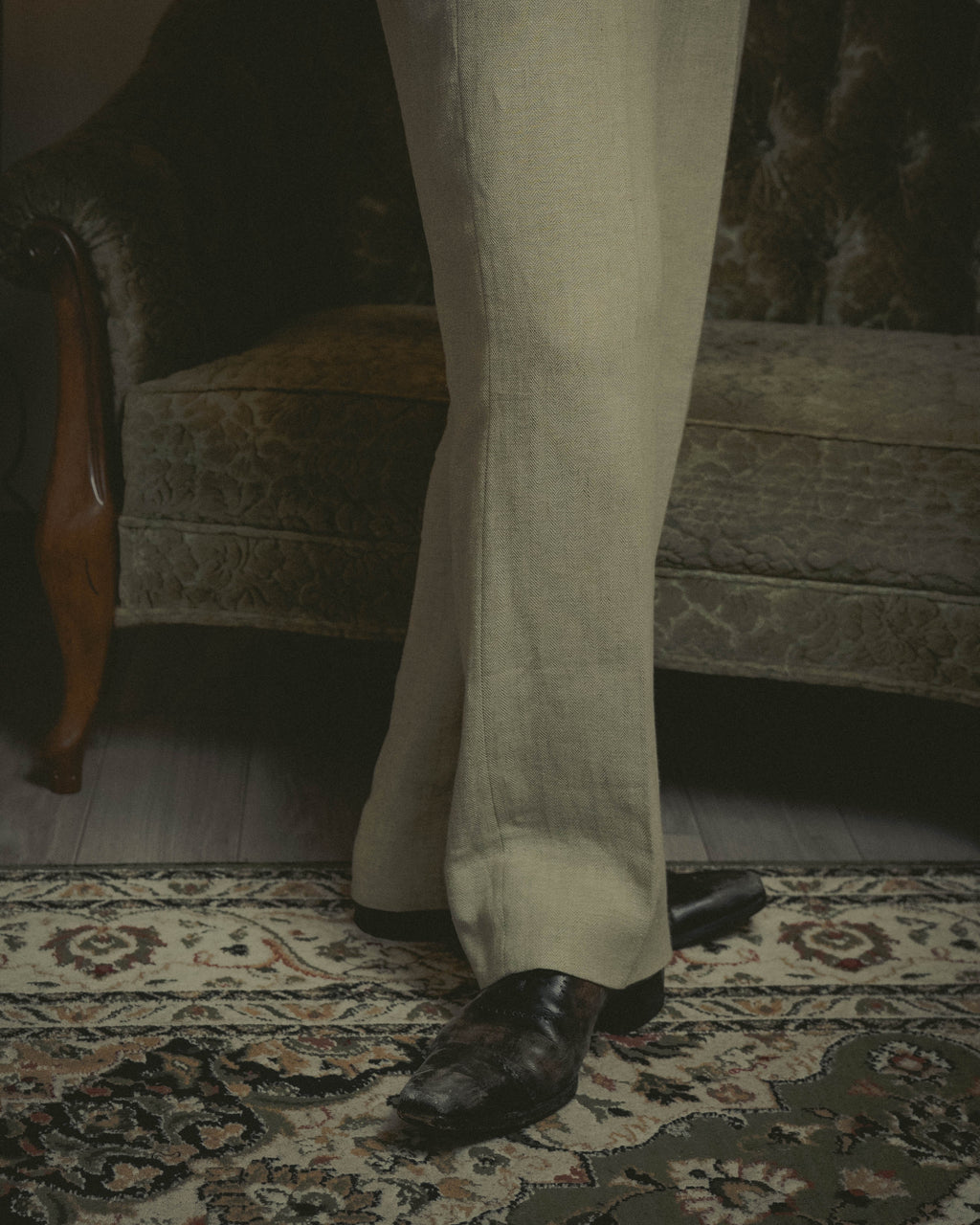 -SPECIAL- “HERMES” 80’s-90’s Herringbone linen suit set