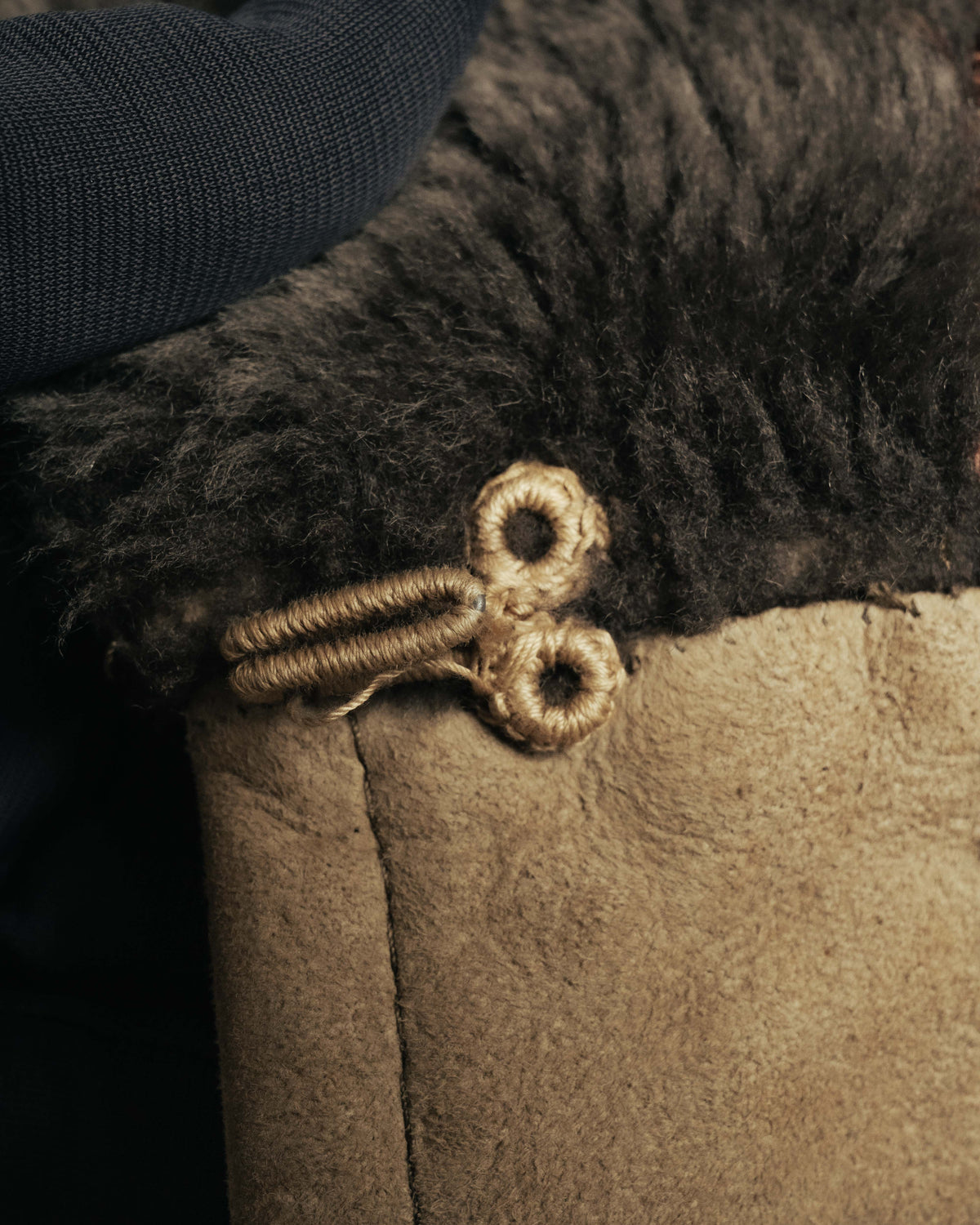“LOEWE” 70’s-early 90’s Suede shearling belted long coat