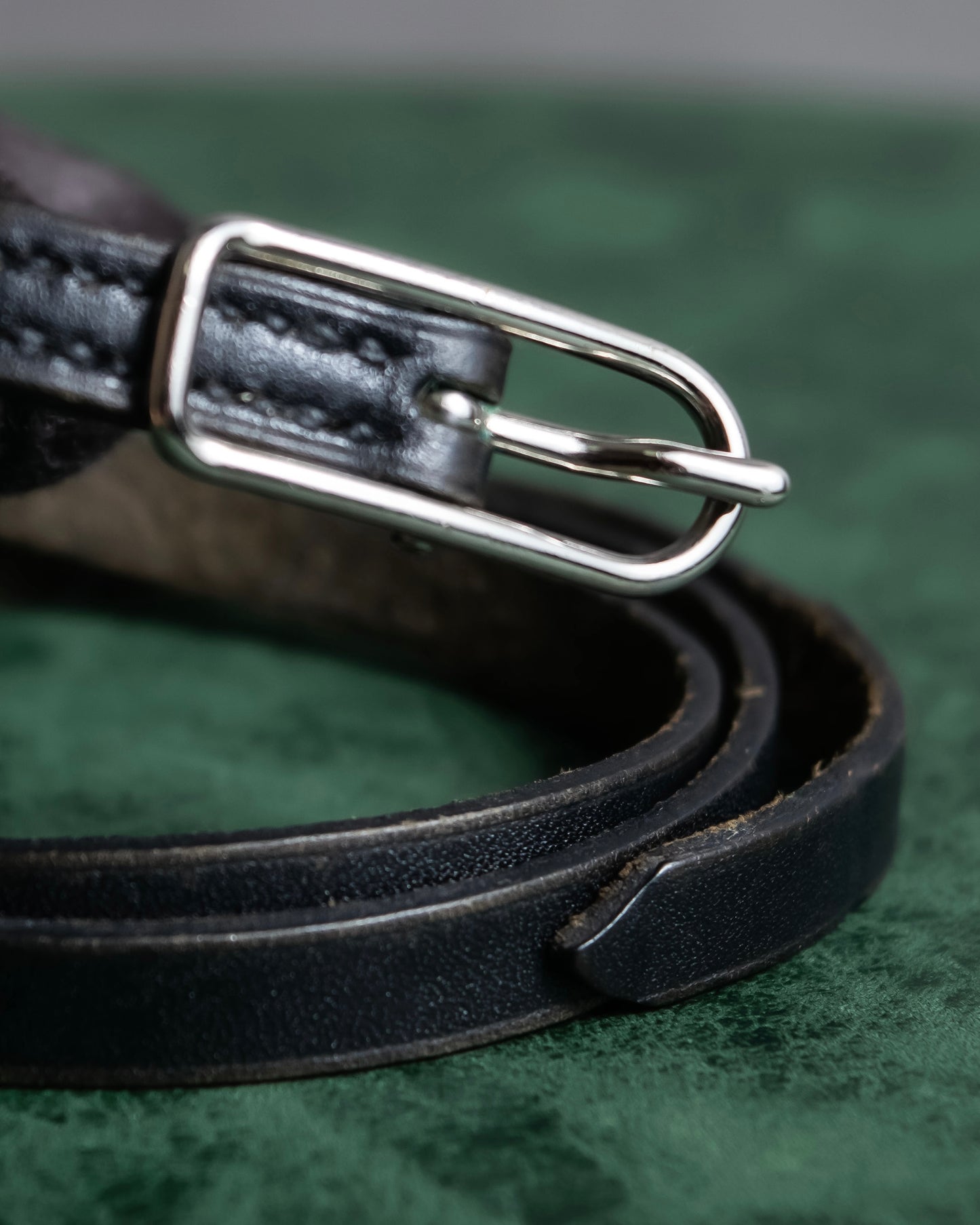 "HERMES" Single pin buckle leather narrow belt