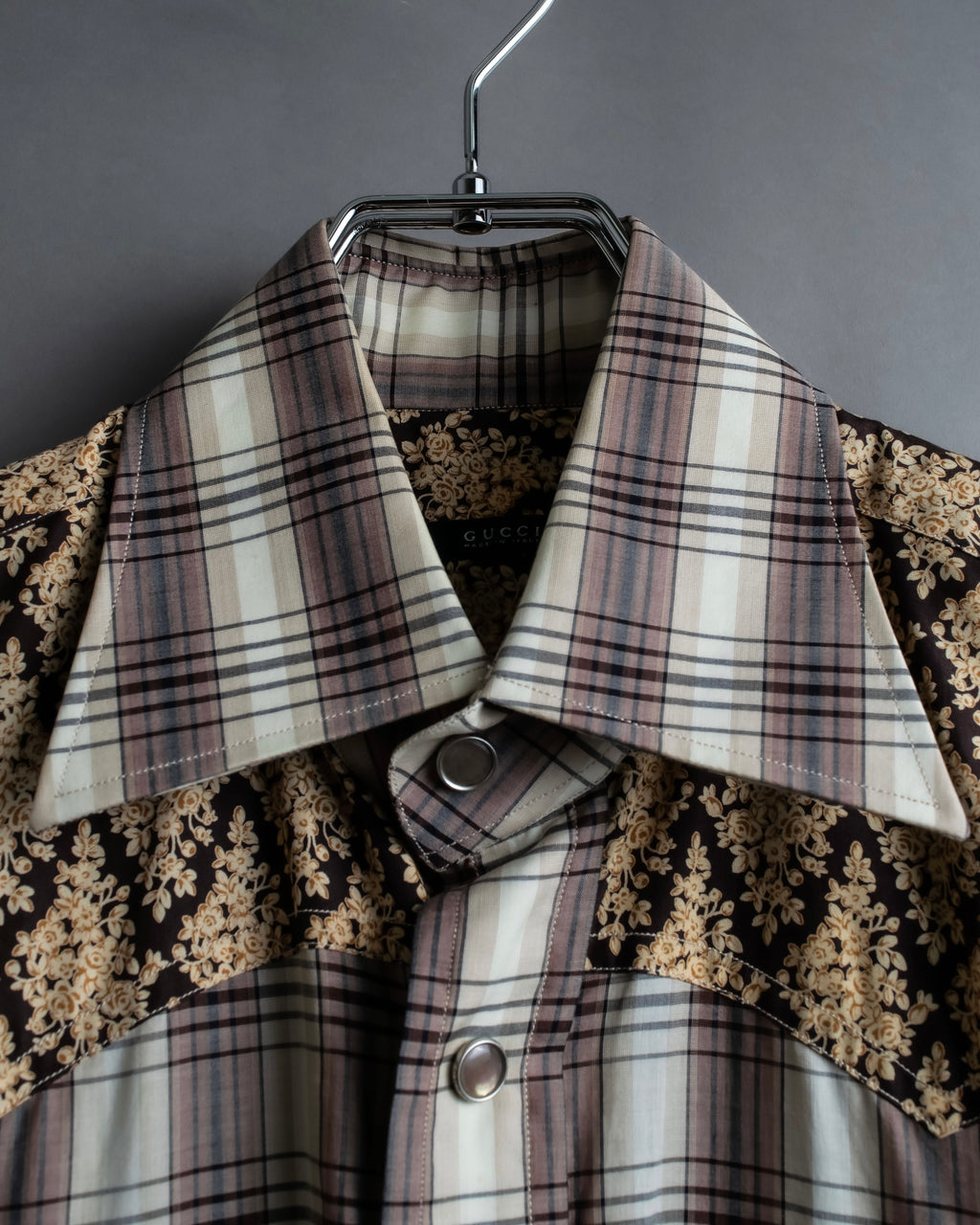 "GUCCI" Floral and checkered western shirt