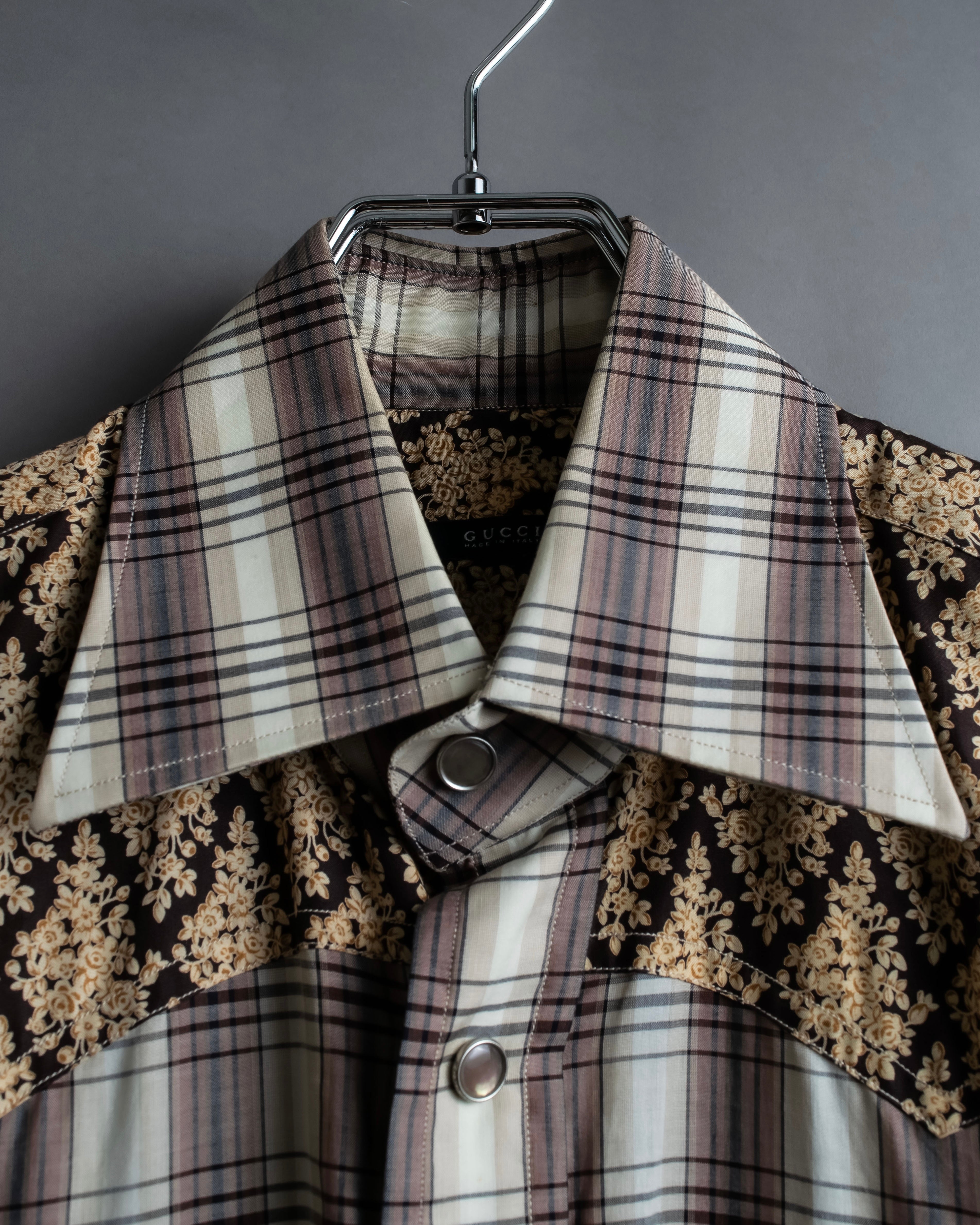 "GUCCI" Floral and checkered western shirt