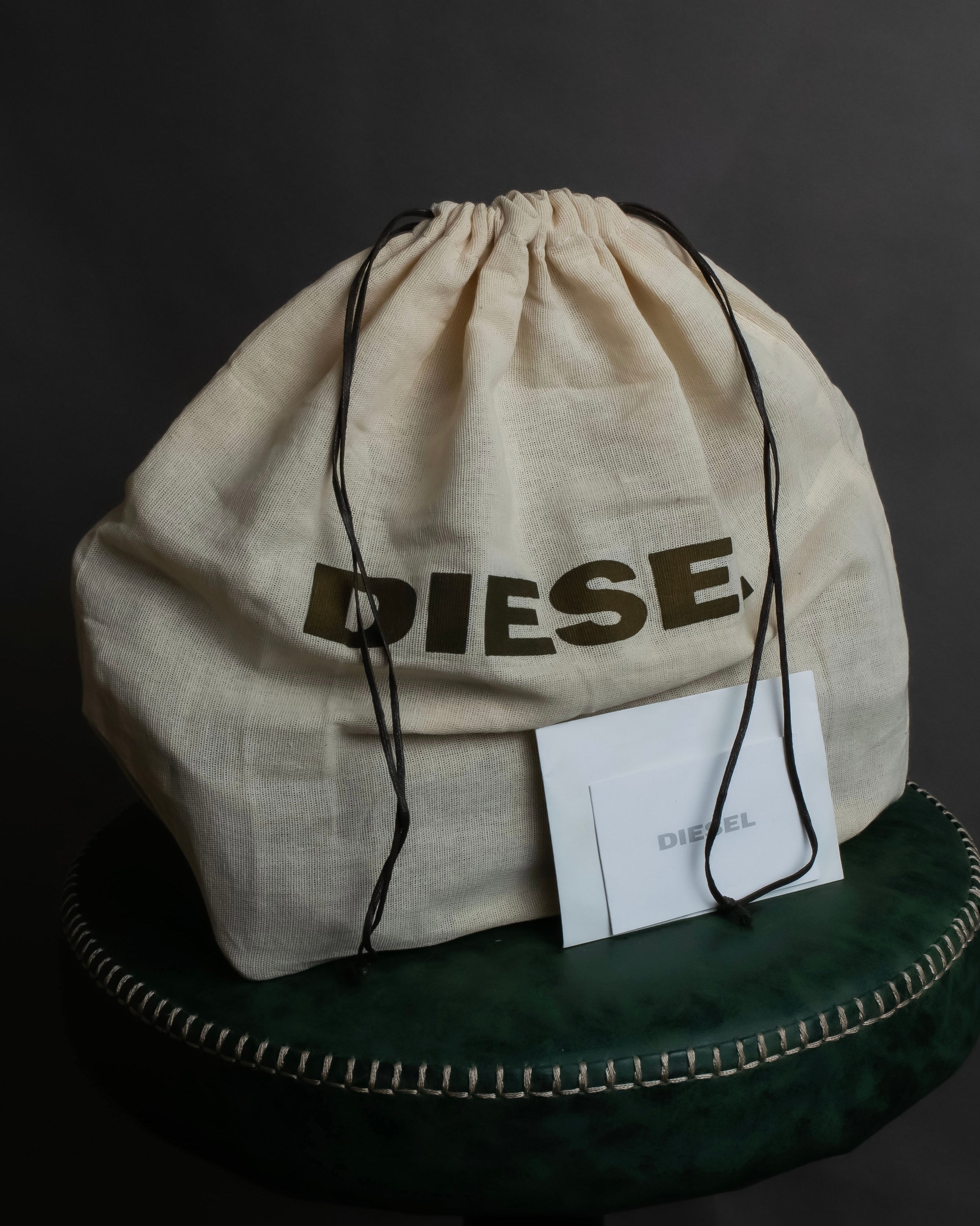 "DIESEL" Silver stud design leather one shoulder bag