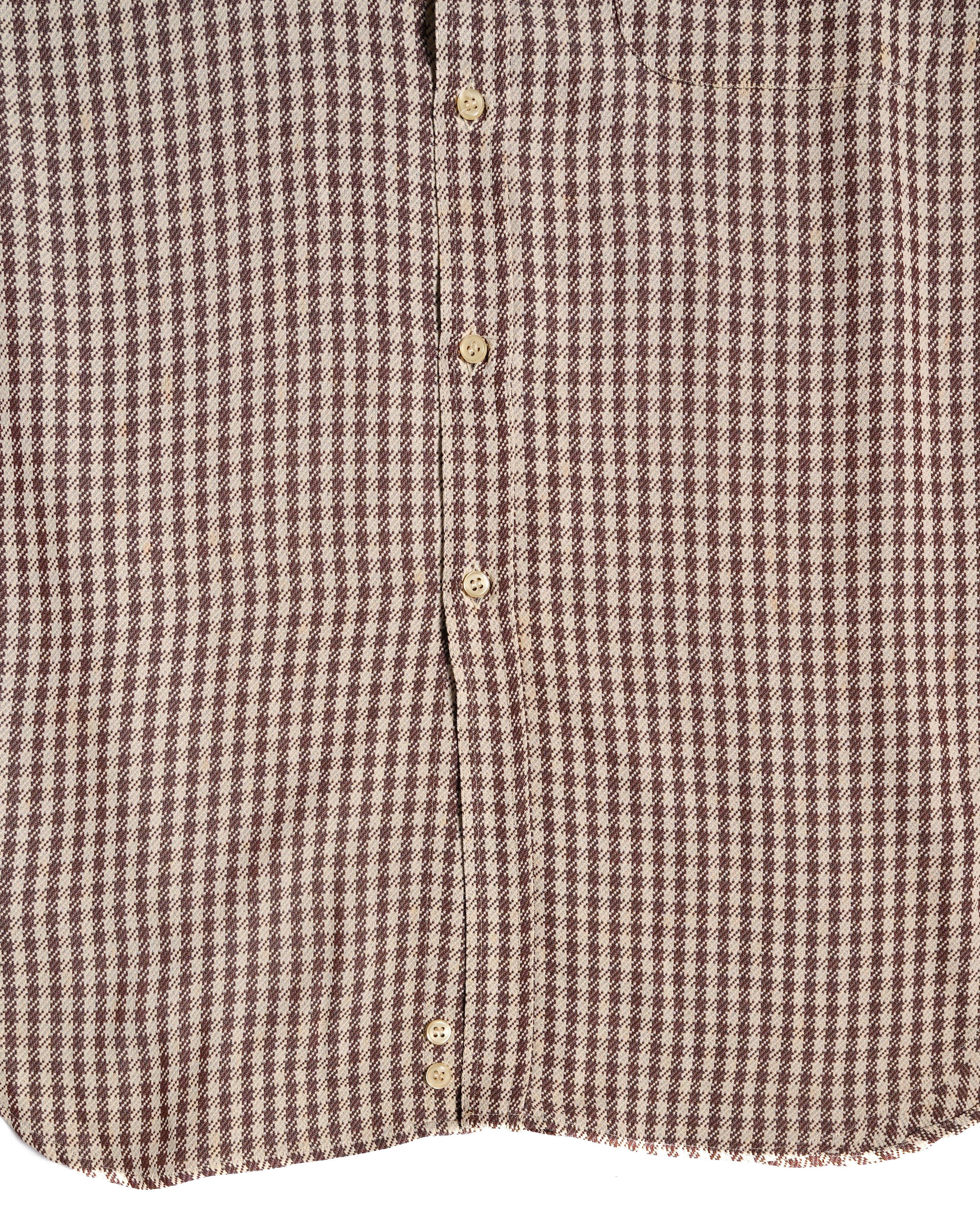 Giorgio Armani/ Houndstooth Check Pattern Summer Wool Shirt