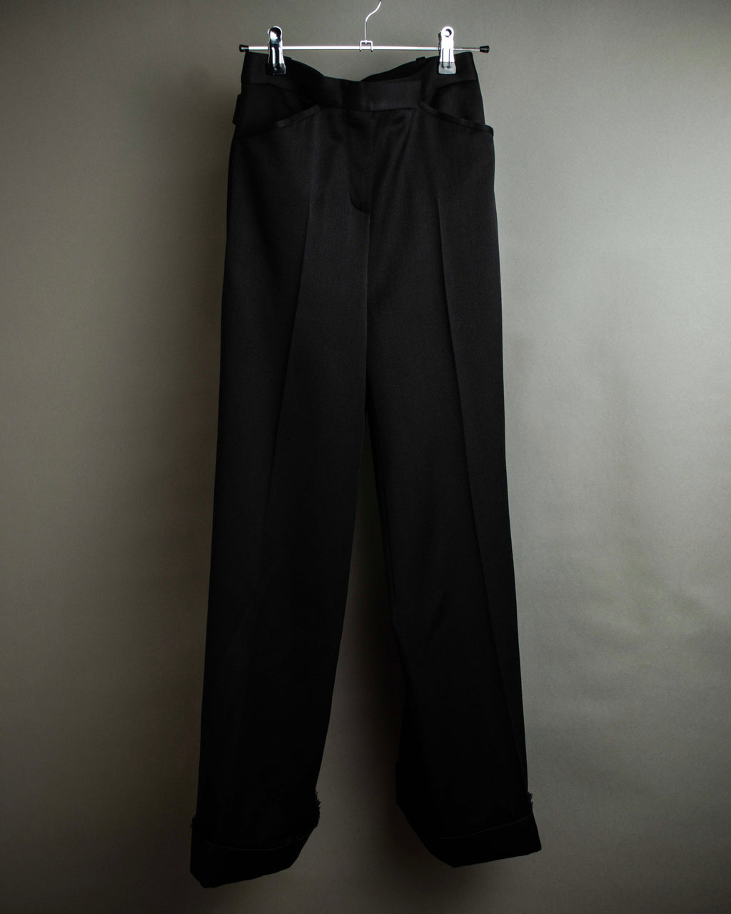 "CHANEL" Fringe design high waist straight cut slacks