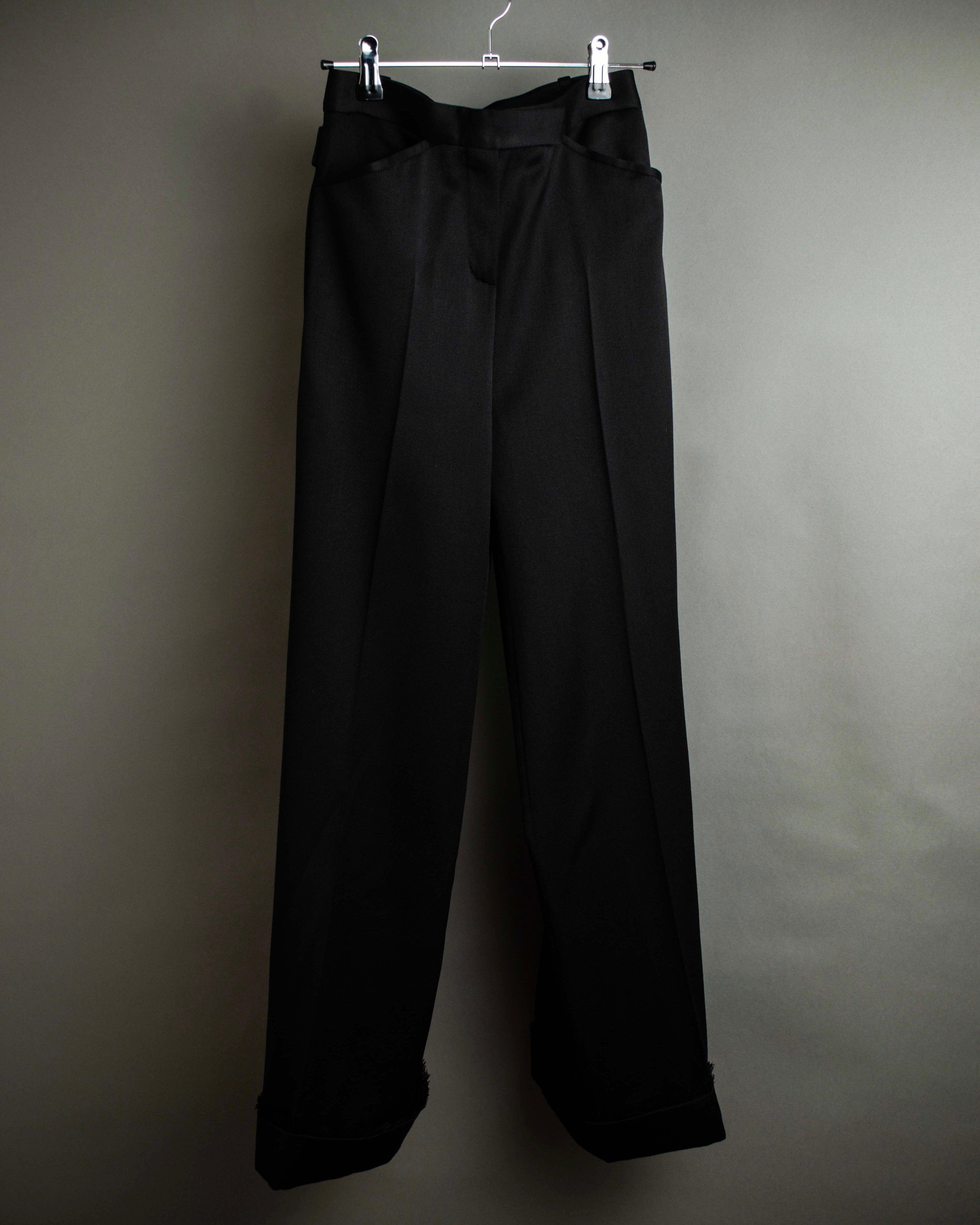 "CHANEL" Fringe design high waist straight cut slacks