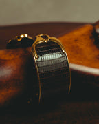 “GUCCI” 90’s-00’s Lizard-embossed leather horsebit cuff bracelet