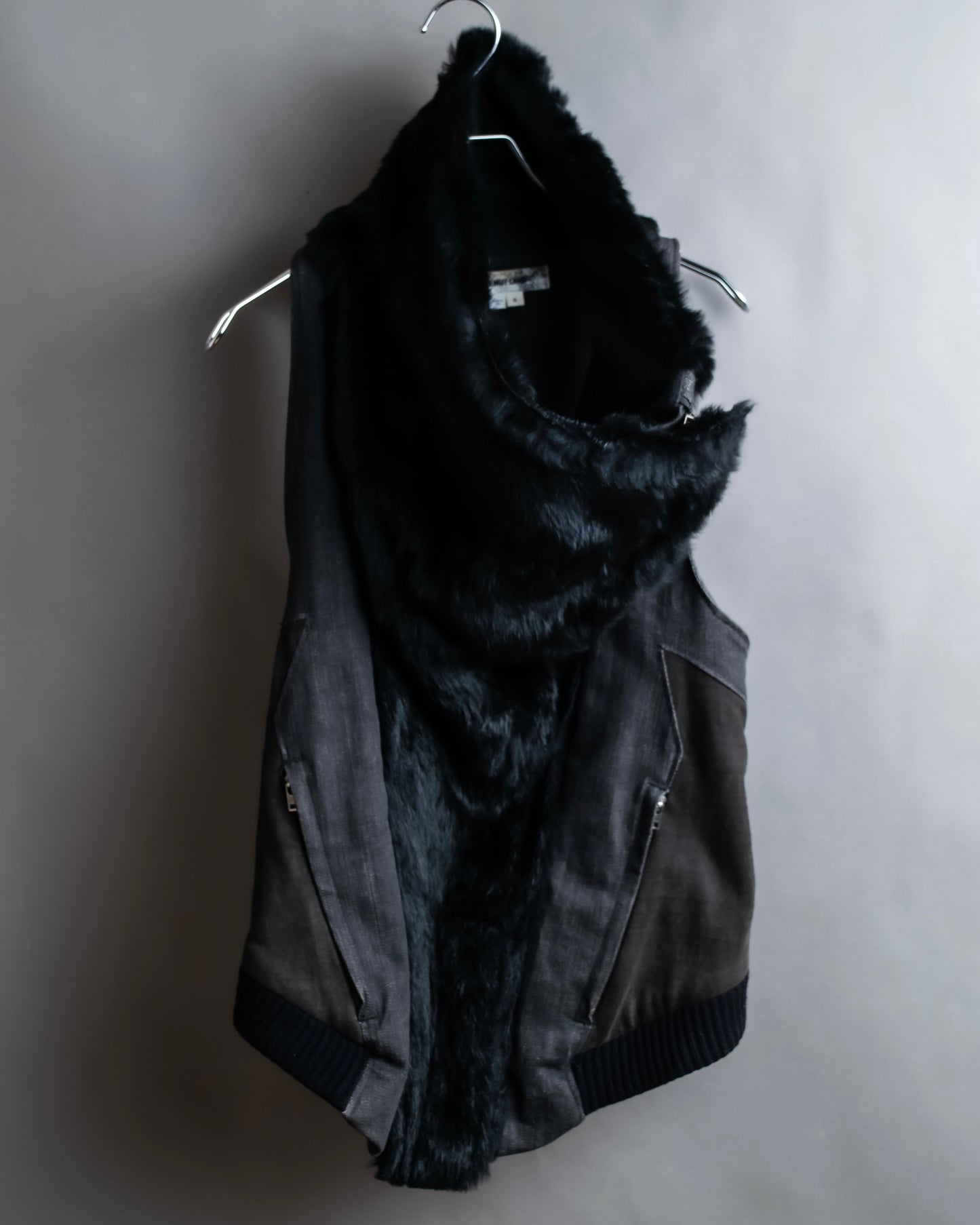 "HELMUT LANG" Fur docking denim switching design zipper best